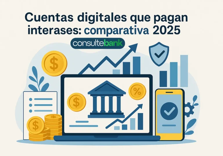 Cuentas digitales que pagan intereses: comparativa 2025 - Consulte Bank