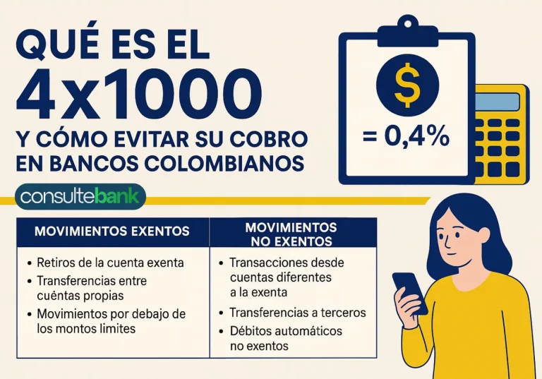 Qué es el 4x1000 y cómo evitar su cobro en bancos colombianos -Consulte Bank
